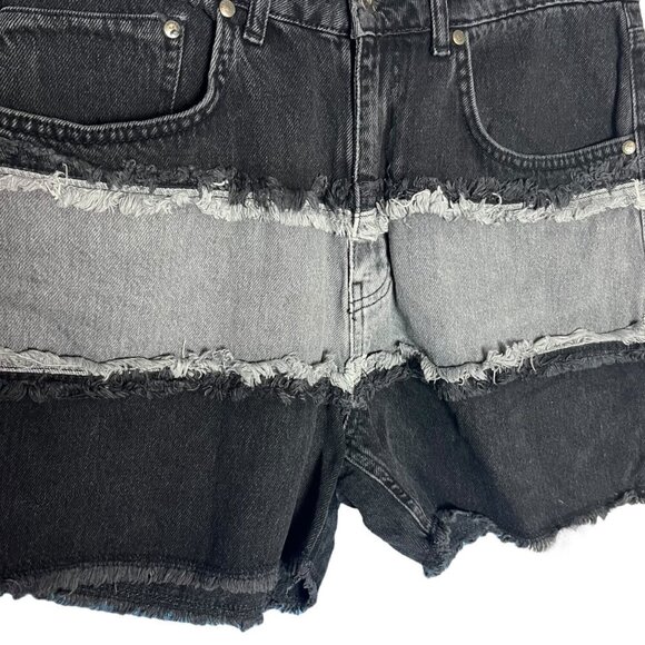 Ragged‎ Priest L Infringement High Waist Black Denim Shorts Distressed Tier Goth - Picture 2 of 6